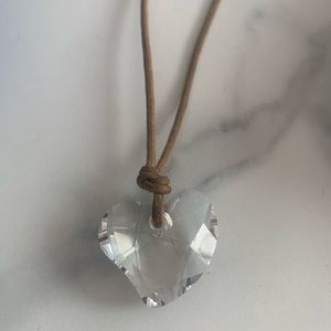 Swarovski heart leather cord necklace